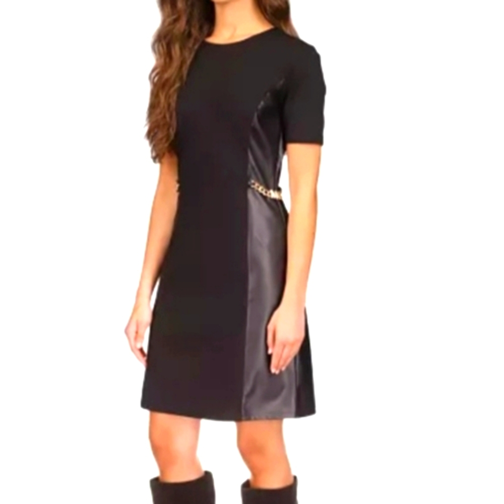 NWT Michael Kors Black Dress with Gold Chain Detail